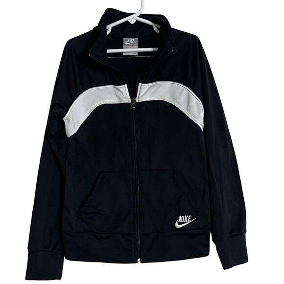 Nike Warm Up Track Jacket Black White Size M 10/12 - Picture 1 of 3